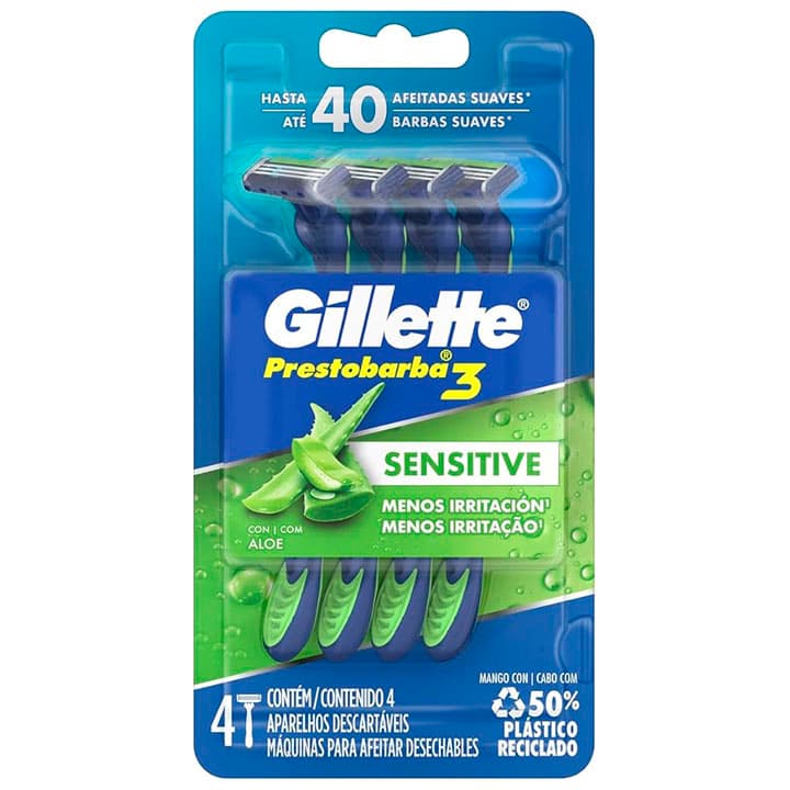 GILLETTE SENSITIVE 3 HOJAS MAQUINA 4und - 1